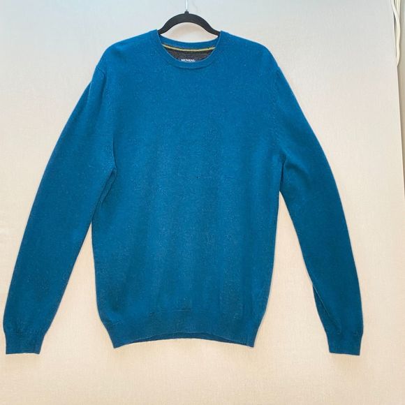 Mc Neal Mens Crewneck Sweater XL Mavericks Blue Merino Wool Cashmere Blend - Picture 2 of 14